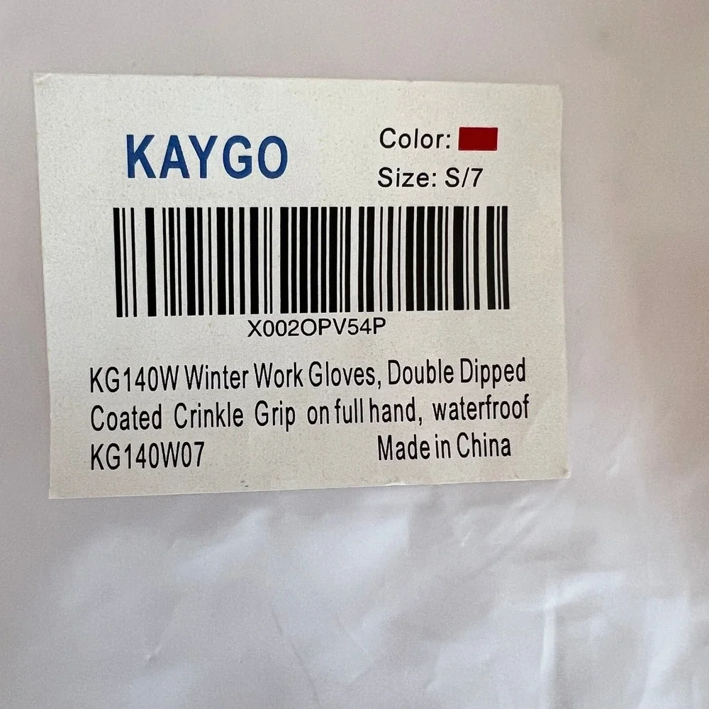 KAYGO KG140W Winter Work Gloves Double Dipped Waterproof Thermal Red Black S/7
